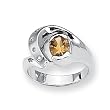 Citrine and Diamond Sterling Silver Ring (Sizes 6-8)