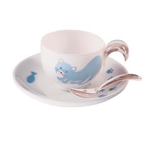 Guzzini Set of two Cat Espresso Cups, Saucers and Spoons