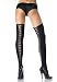 Valentine's Day Opaque Thigh High Nylon Stocking with Satin Lace Up Back and Eyelet T...