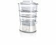 Philips - HD9125/00 - Cuit Vapeur 3 bols encastrables blanc/beige, 900W, diffuseur d'ar�mes et d'�pices, couvercle servant de r�ceptacle aux paniers