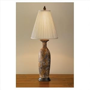 Hand Painted Porcelain Table Lamp in Tuscan Stone Bronze Base by Murray Feiss