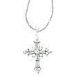 14k White Gold & Cubic Zirconia Vintage-Style Cross Pendant