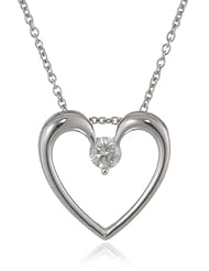 Sterling Silver and Diamond Heart Pendant Necklace (1/6 cttw, H-I Color, I1-I2 Clarity), 18"