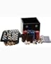 games and poker chips in dice box