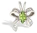 14K White Gold Genuine Marquise Peridot and Diamond Butterfly Bowtie Pendant