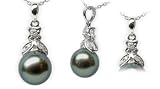 18K white gold Delila Black Tahitian cultured pearl and diamond pendant