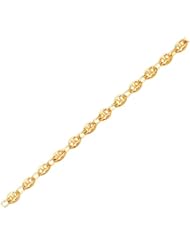 14K 24" Yellow Gold 4.7mm Polish Diamond Cut Puffed Mariner Chain With Lobster Clasp