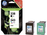 HP 338/343 - Print cartridge black, colour (cyan, magenta, yellow) - blister