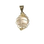 Quartz Pendant 04 Cage Clear Crystal Healing Ball Gemstone Marble Gold Spiral 1.5