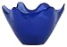 Colorful Recycled Art Glass Small Cobalt Blue Wave Rim Bowl 8"D, 5"H