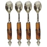 Decorative Condiment Spoon with Bone Bamboo Shaped Handle Set of Four by Traders and Company