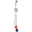 Orange Blue White Crystal Sports Team Belly Ring