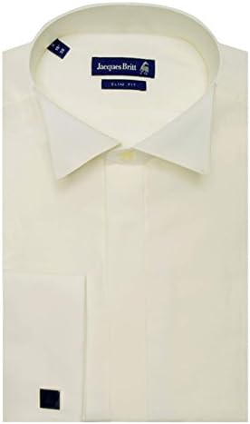 Jacques Britt Ivory Slim Fit Dress Shirt / Tuxedo Shirt with Wing Collar (960277.02)-17.5