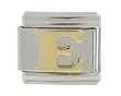 SilverBin Gold Tone Enamel Paint Letter Initial E Stainless Steel Italian Charm Link