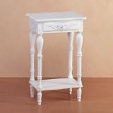 CARVED WOOD TOP WHITE SIDE NIGHT END TABLE SHABBY CHIC