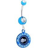 Double Gem Blue ROULETTE RICHES Black Dangle Belly Ring