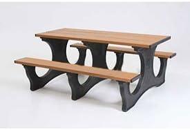 Polly Tuff Easy Access 8' Picnic Table, Brown Top/Black Frame