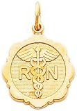 14K Gold RN Caduesus Charm