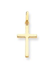 14K Yellow Gold Cross Pendant Charm Religious