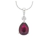 2carat Ruby Diamond Drop 14k White Gold Pendant