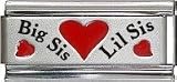 Clearly Charming Big Sis Lil Sis Red Heart Laser Italian Charm
