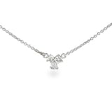 Eve's Addiction Sterling Silver Three Stone CZ Necklace
