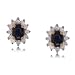 Yellow Gold Cocktail Earrings w Blue Sapphire & Diamonds