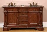 Antique Bathroom Vanity Double Sink LUX-H-234-61 : W60 x D22 x H36