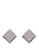 Silver One Pendientes Diamantado Square Zirconium