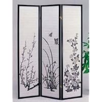 ACME 02286 Ichiko 3-Panel Wooden Screen, Black Finish