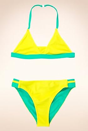 Halterneck Contrast Panel Reversible Bikini