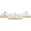 28Pc White Leather & Bamboo Ring Earring Necklace Jewelry Showcase Display Set
