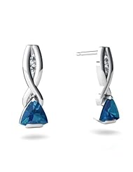 Genuine London Blue Topaz 14kt White Gold Earrings