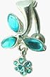 Reverse flower belly button ring in Sterling Silver
