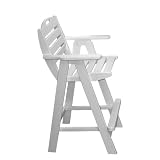 Outdoor Patio Poly-Wood Nautical Bar Stool Chair - White
