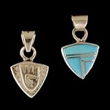 14kt Gold and Turquoise Inlaid Reversible Pendant with Bearpaw Design, #TP143