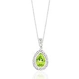 1.45 CT PEAR SHAPED PERIDOT and DIAMOND 14K PENDANT