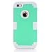 iPhone 5S Case, KAMII 3 Layers Verge Hybrid Soft Silicone Hard Plastic Triple Quakeproof Drop Resistance Protective Case Cover for iPhone 5/5S (Aqua Grey)