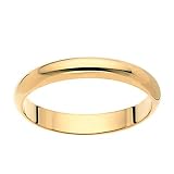 14k Yellow Gold Half Round Women's Wedding Band, 3mm.