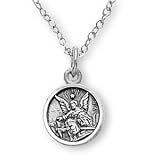 Sterling Silver Guardian Angel Medal and 13-inch Chain for Children