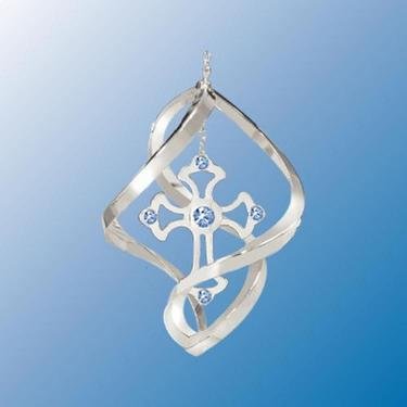 Chrome Plated Cross Mini Classic Spiral – Blue – Swarovski Crystal