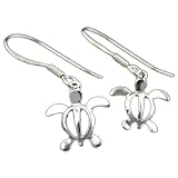 E446HK--Honu Turtle Dangle Earrings--Hawaiian Silver Jewelry