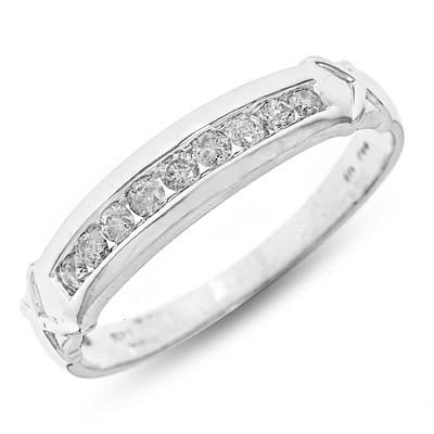 1/3 Carat T.W. Round Cut Diamond Men's Wedding Ring 14K White Gold Wedding Ring - Free Gift Box -