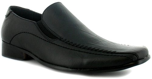 Mens Black Leather Lined Formal Slip On Shoes - Black - UK 9