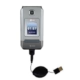 Retractable USB Cable for the LG CU575 TraX with Power Hot Sync and Charge capabilities - Gomadic Brand w/ TipExchange Technology
