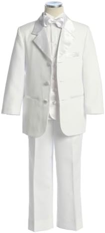 Modern White Tuxedo for Boys-White/White-12
