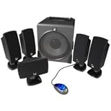 Acoustic Authority A-5640RB Black 5.1 Piece 140 Watt Pro Series Surround Sound Subwoofer Satellite System