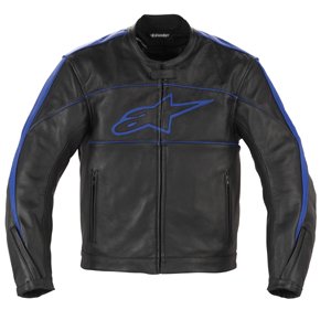 Alpinestars ATL Leather Motorcycle Jacket Black Blue Large