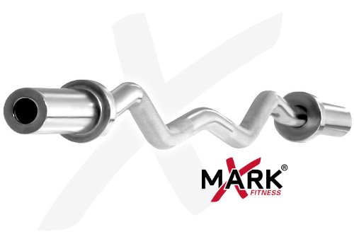 312BvX72rxL XMark Fitness Olympic Commercial EZ Curl Bar (Chrome, 30mm, 47 Inch)