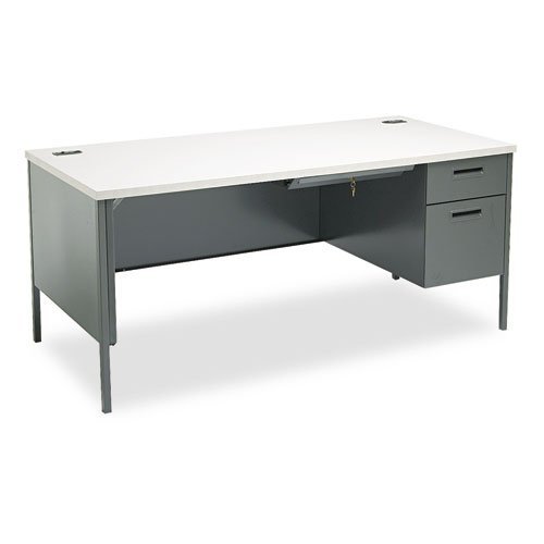 HON P3265RG2S 66 by 30 by 29-1/2-Inch Metro Classic Right Pedestal L-Workstation Desk, Gray Pattern